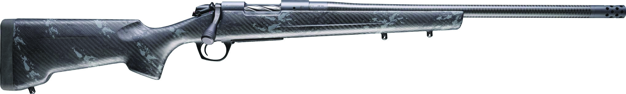Side view of a sleek, modern rifle.