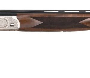 Side view of a double-barreled shotgun.