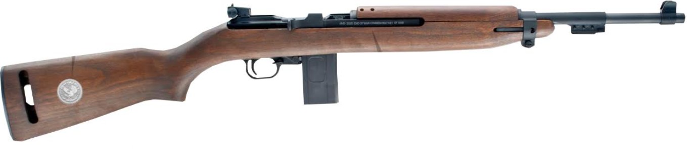 Wooden rifle with a black barrel.