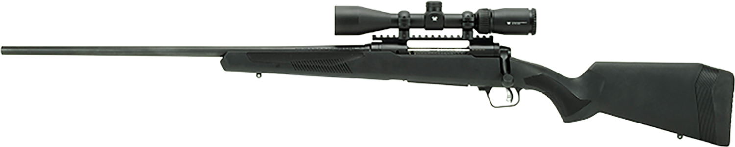 Side view of a modern rifle with scope.