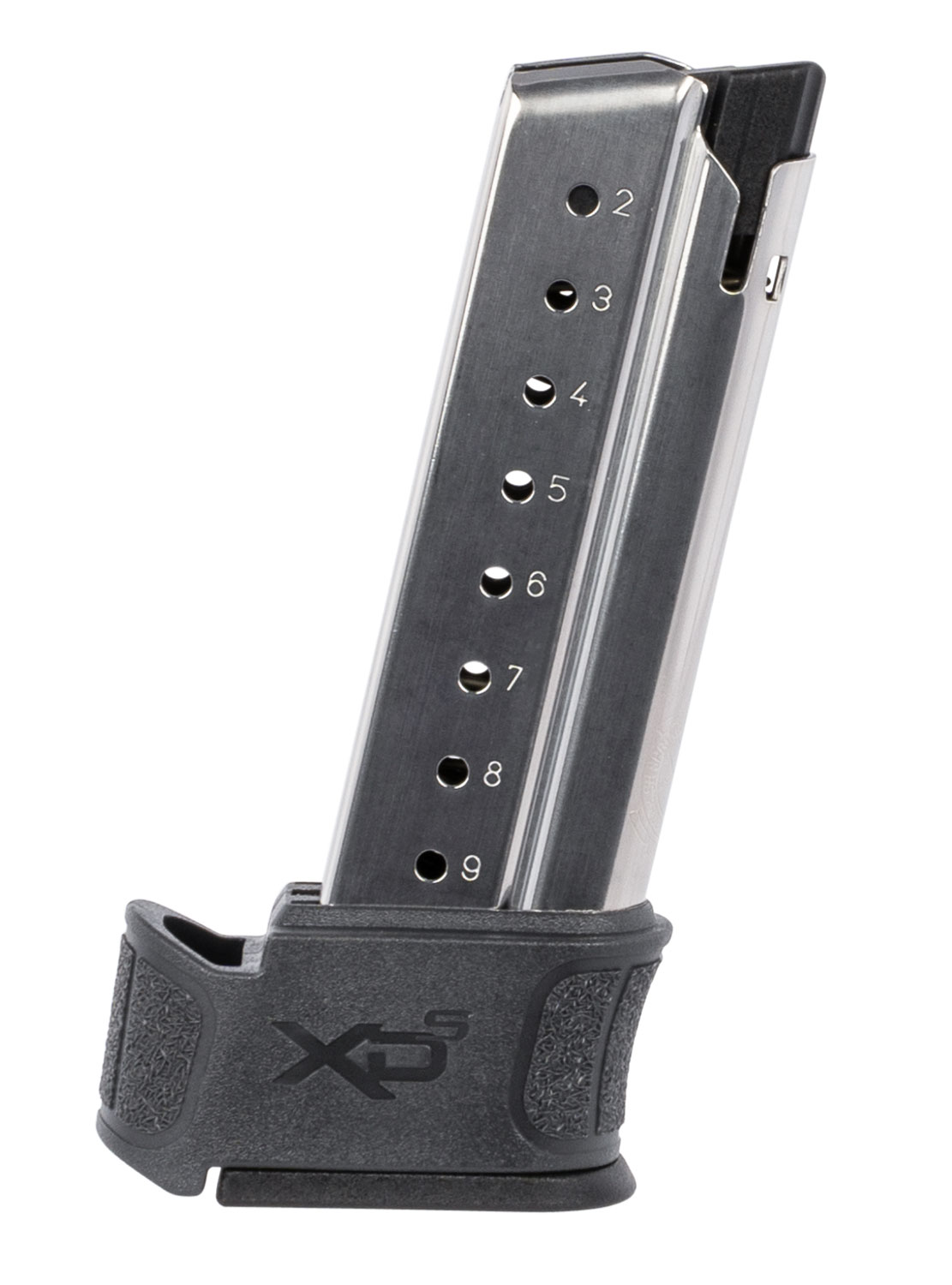 Handgun magazine with capacity indicators on side