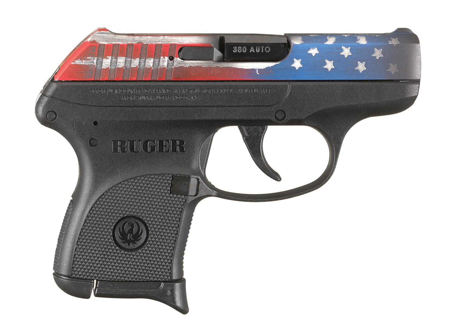 Ruger pistol with American flag design.