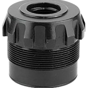 Black threaded coupling component for plumbing applications.