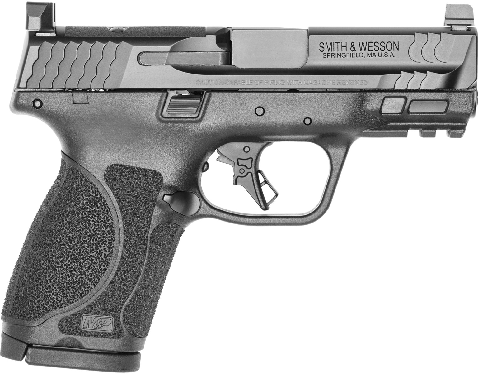 Side view of a Smith & Wesson handgun.