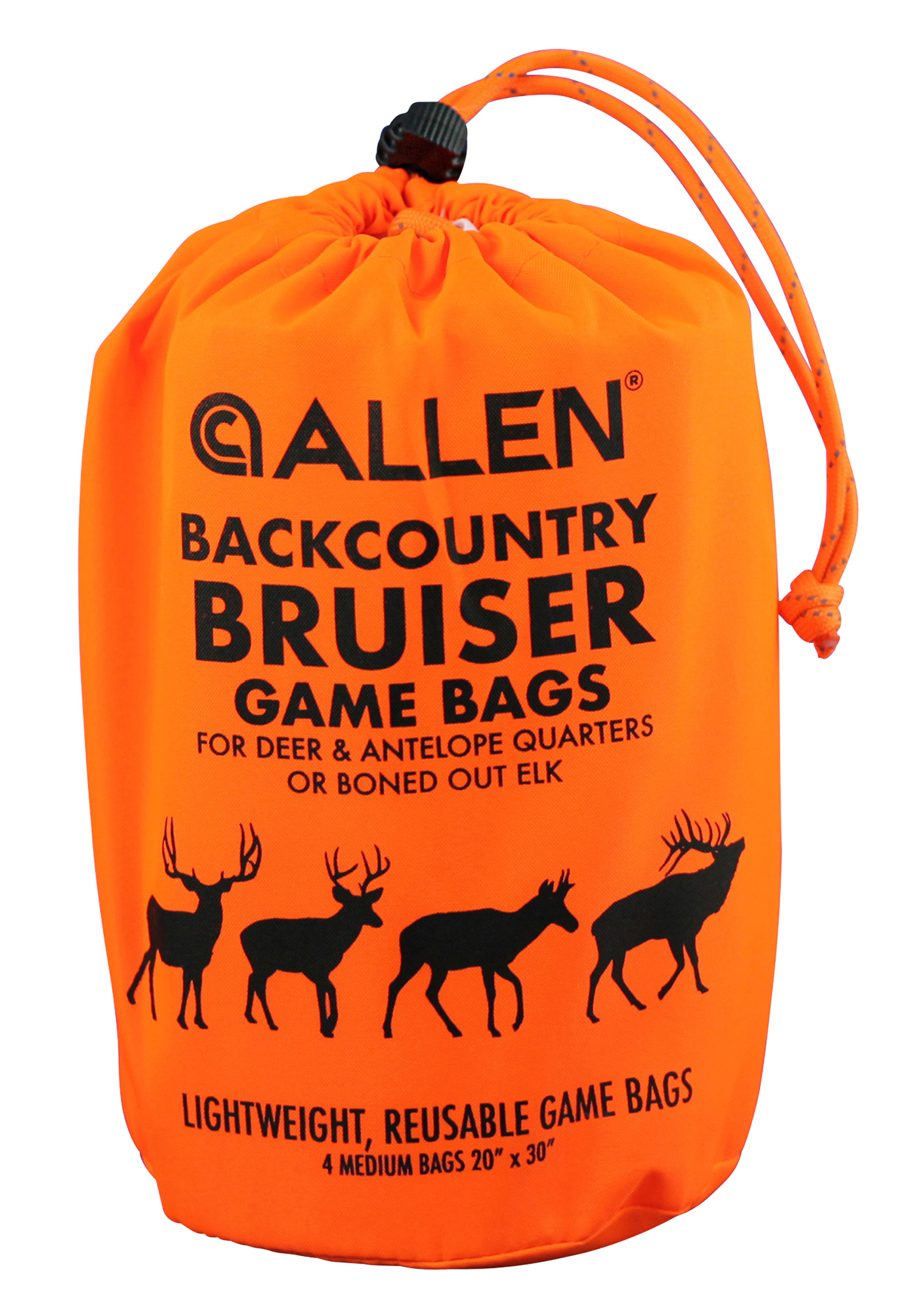 Orange game bags for hunting and transporting meat.