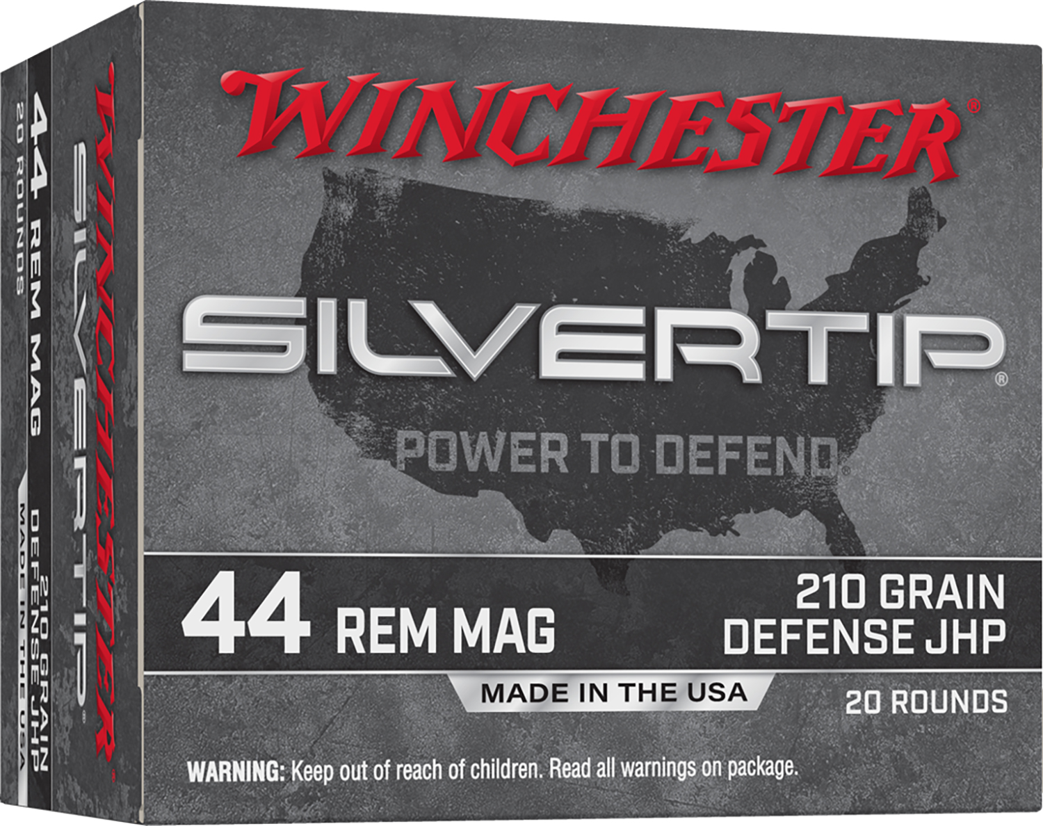 Winchester SilverTip .44 Rem Mag ammunition box.