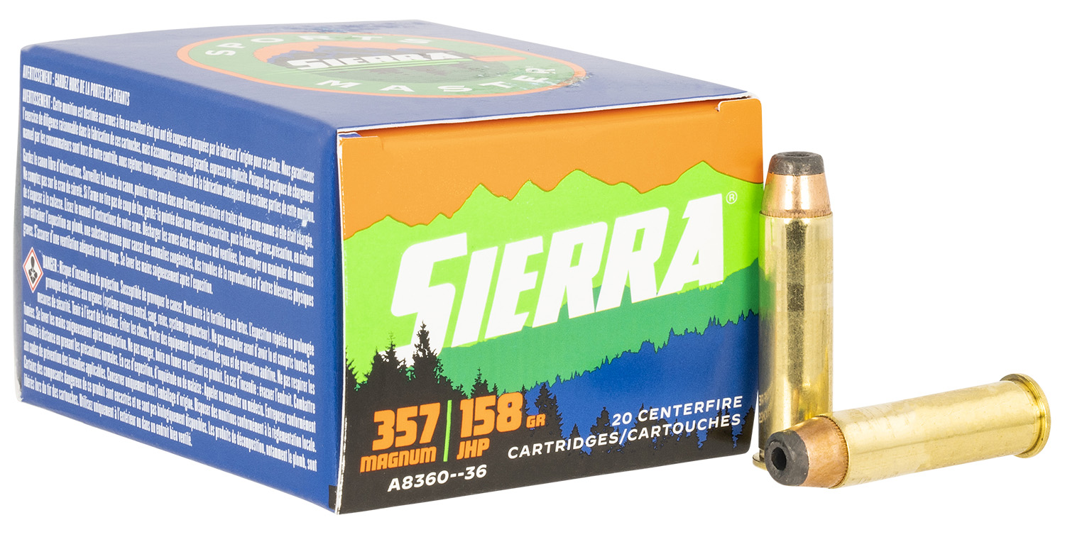 Box of Sierra .357 Magnum cartridges with two bullets