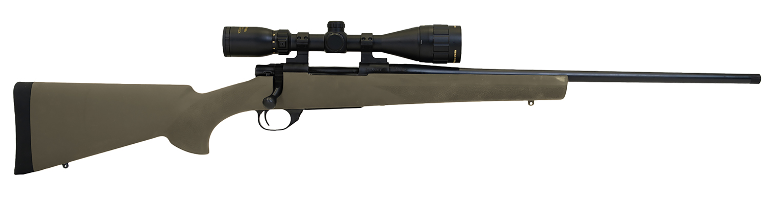 Rifle with scope on a white background
