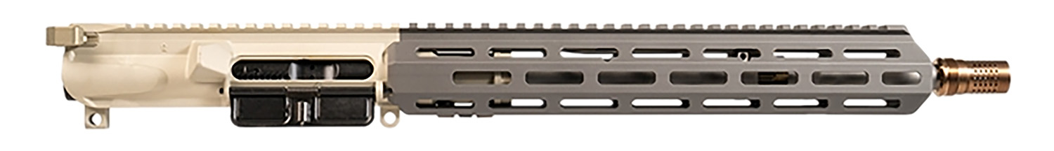 Close-up of a firearm upper receiver assembly.