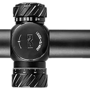 Black rifle scope with adjustable zoom and focus