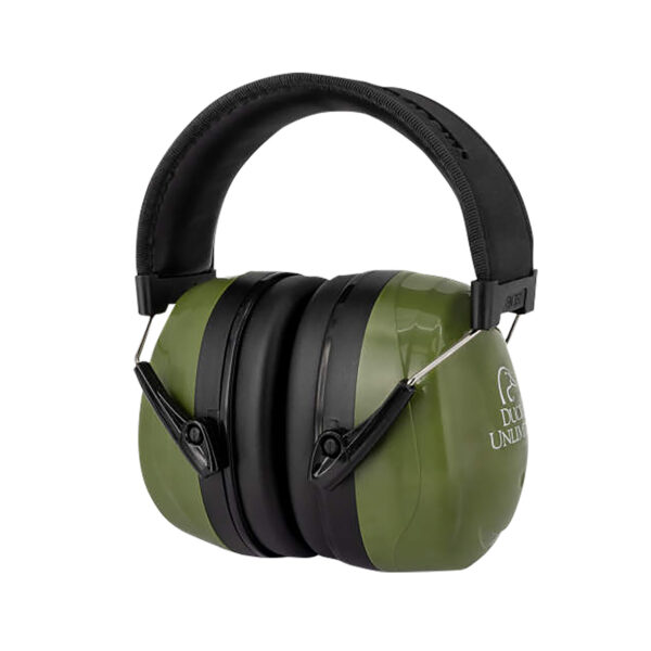 Green hearing protection earmuffs with black accents
