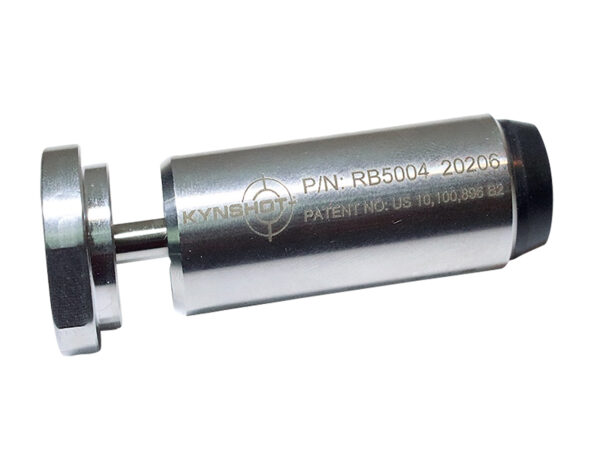 Kynshot hydraulic buffer for firearm recoil reduction.