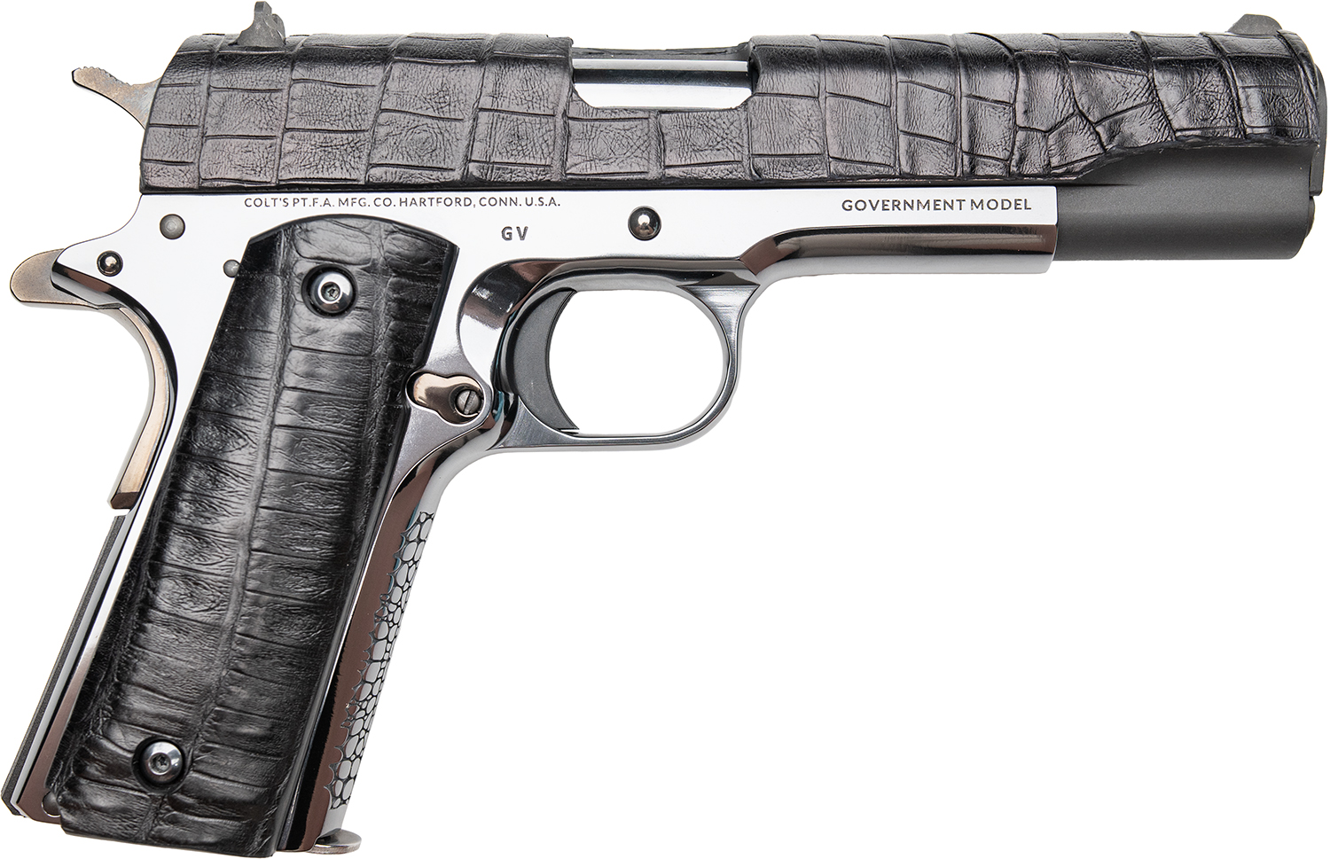Colt Government Model pistol with textured grip