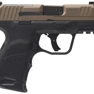 Compact handgun with brown and black design.