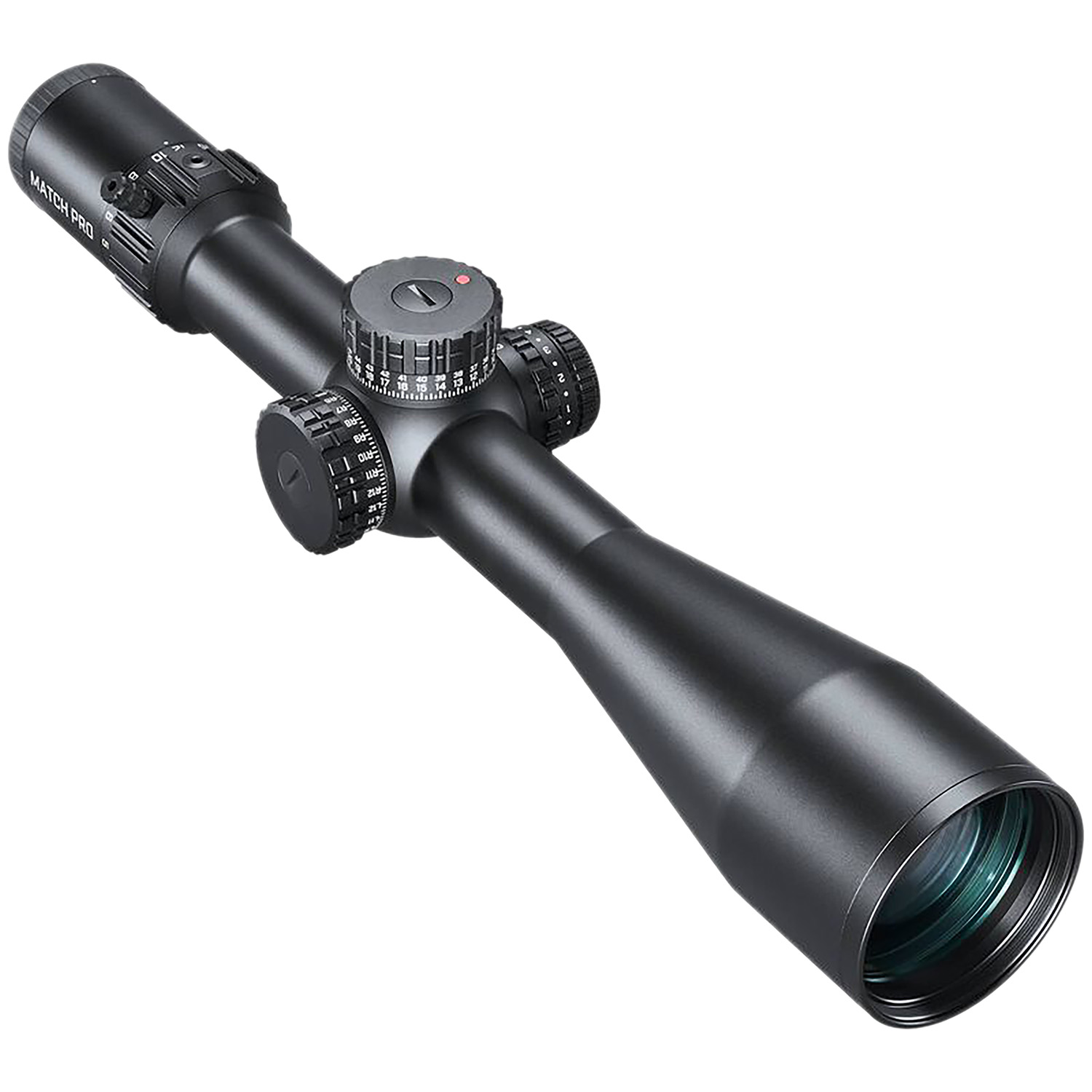 High-quality black rifle scope with adjustable focus.