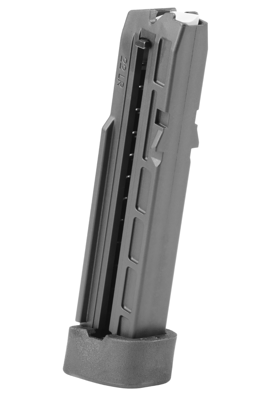 Black rifle magazine for .22 caliber ammunition