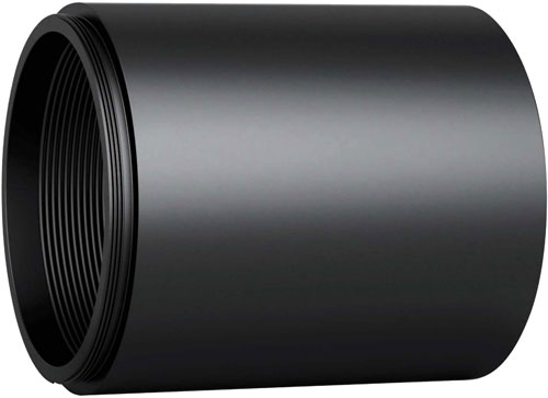 Black cylindrical object with internal threading.