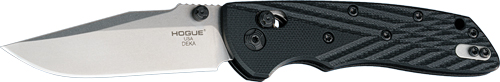 Hogue folding knife with textured black handle.