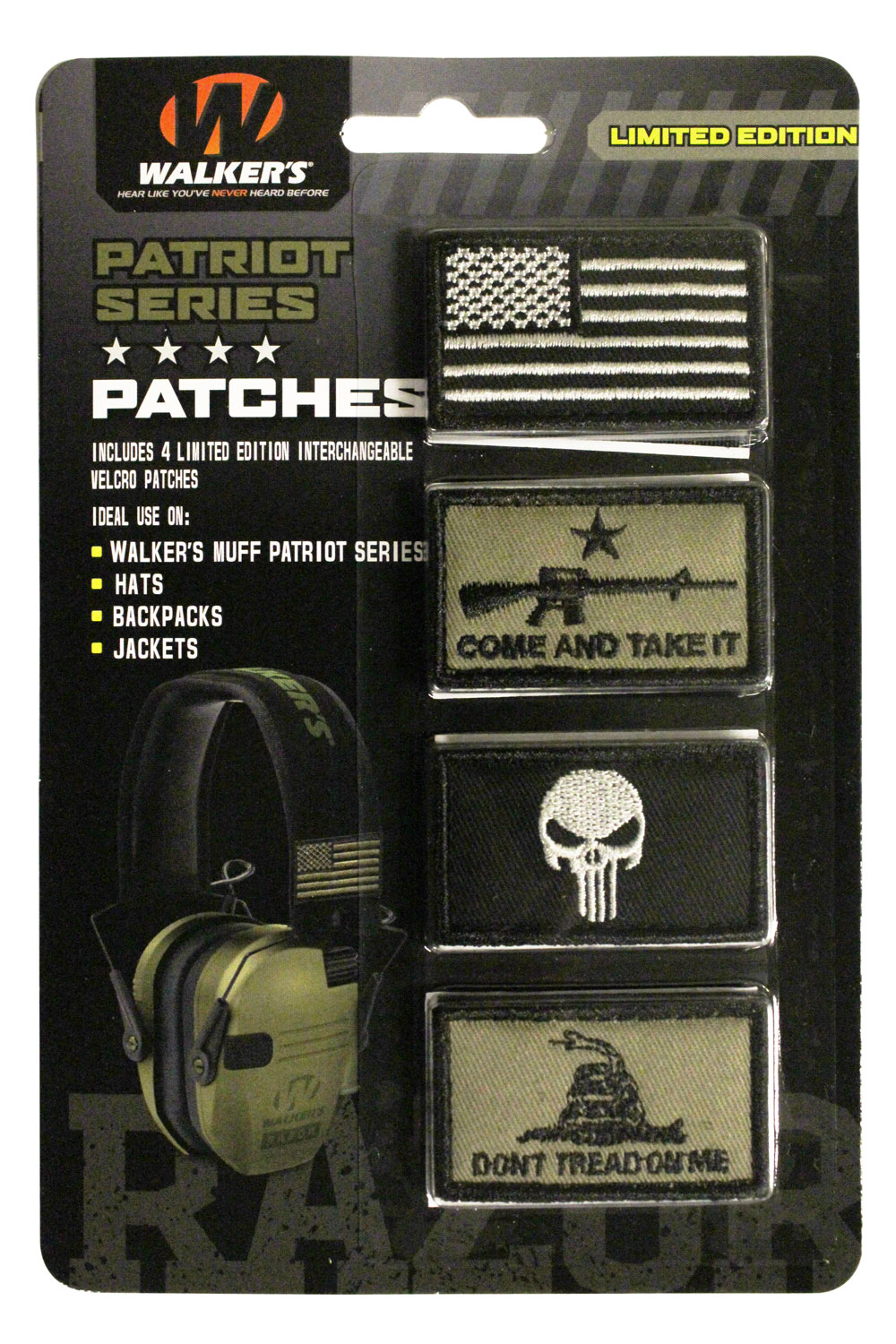 Set of four interchangeable Velcro patches.