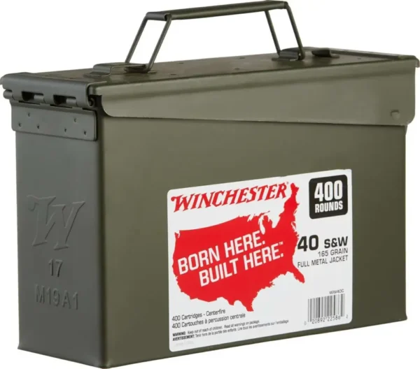 Winchester ammo can for .40 S&W cartridges.