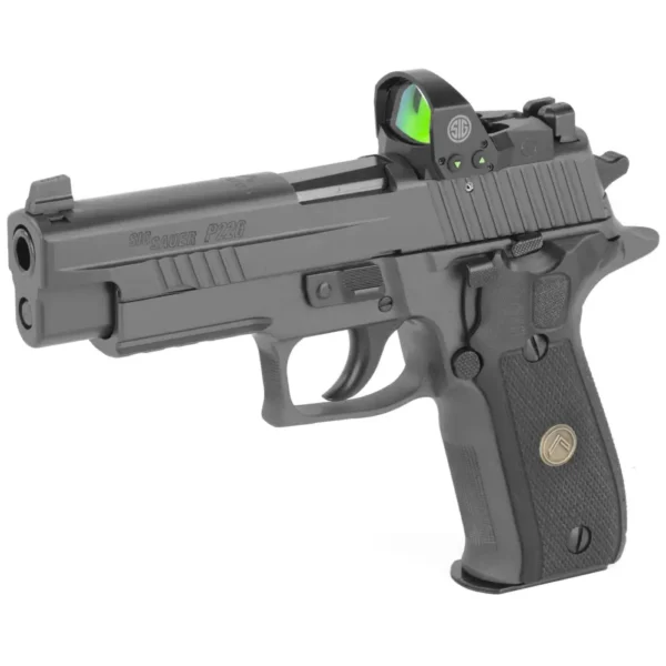 Sig Sauer P220 handgun with reflex sight.