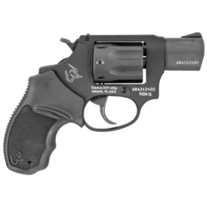 Black Taurus revolver with textured grip.