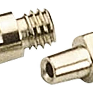 Two metal connectors with threaded ends.