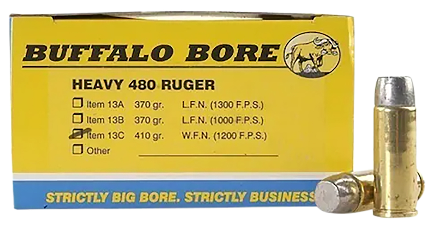 Buffalo Bore Heavy 480 Ruger ammunition packaging