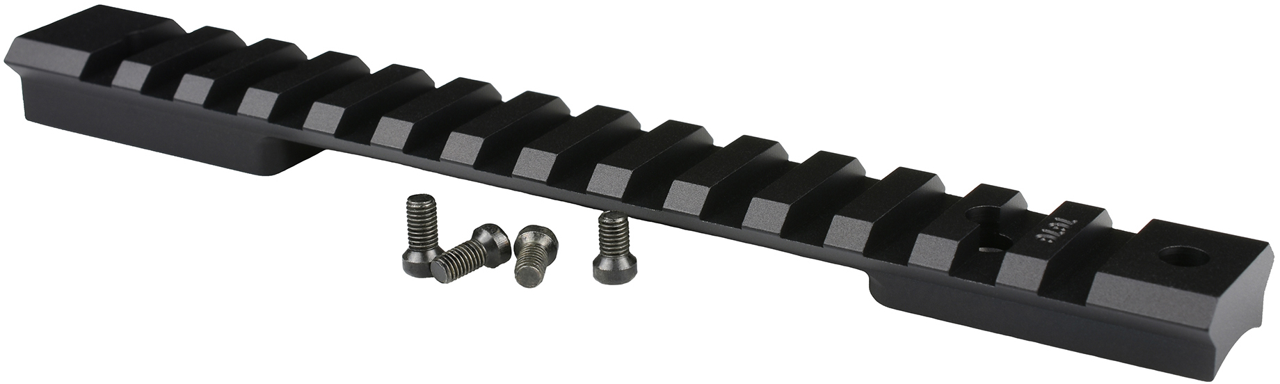 Black tactical rail with mounting screws.