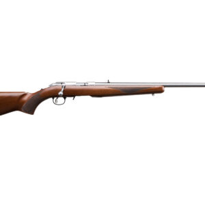 Side view of a wooden rifle.