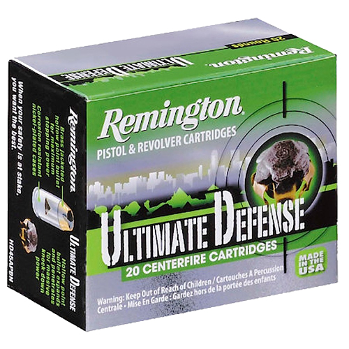 Box of Remington Ultimate Defense cartridges.