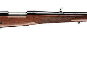 Side view of a bolt-action hunting rifle.