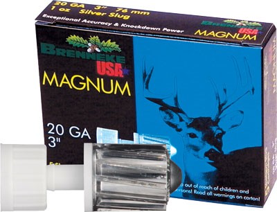 Brenneke USA Magnum 20 GA silver slug packaging