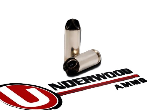 Two Underwood ammo cartridges on a branded backdrop.