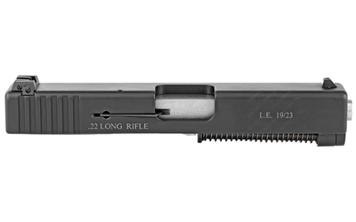 .22 Long Rifle slide with markings.