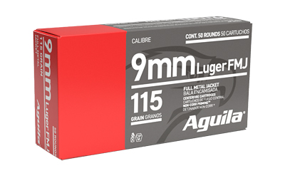 Box of 9mm Luger FMJ ammunition by Aguila
