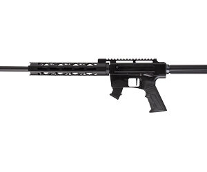 Detailed view of a modern rifle firearm.