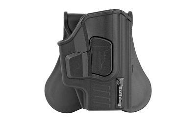 Black firearm holster with adjustable retention