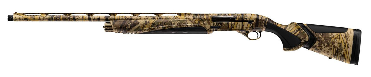 Camo shotgun with unique patterned design.