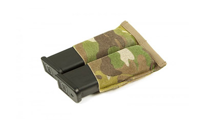 Dual magazine pouch in camouflage pattern.