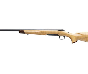Side view of a wooden stock rifle.