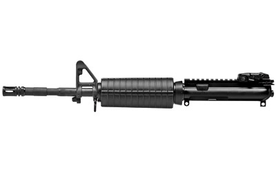 Black firearm upper assembly on a white background