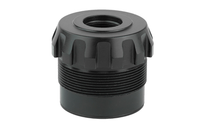 Black threaded cap for securing equipment.