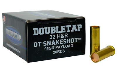Box of DoubleTap 32 H&R ammunition with cartridges.