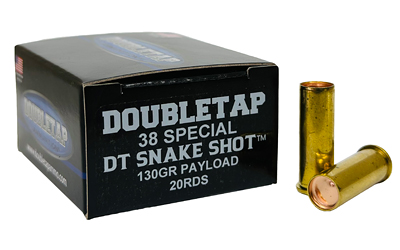 Box of DoubleTap .38 Special ammunition with cartridges.