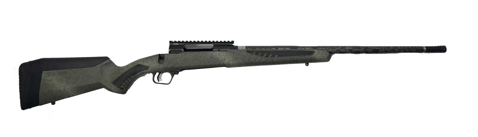 A sleek, modern rifle with a textured finish.