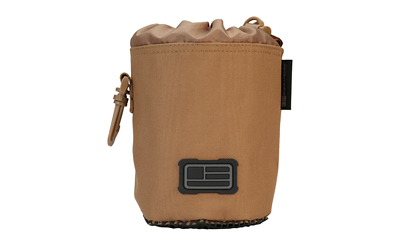 Brown drawstring pouch with a textured base