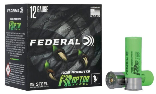 Box of Federal 12 gauge Raptor Steel shotgun shells