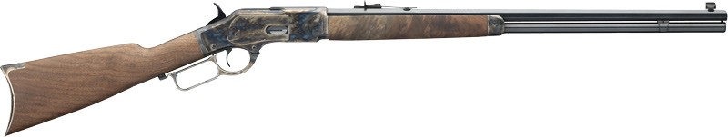 Side view of a lever-action rifle.