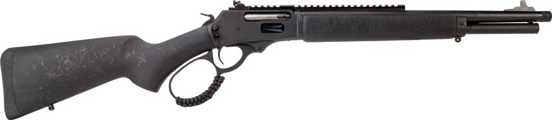 Side view of a black rifle